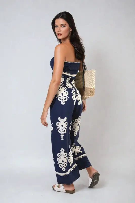 Printed Strapless Jumpsuit - Elite Urban