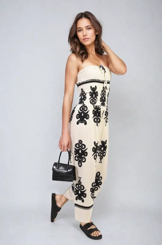 Printed Strapless Jumpsuit - Elite Urban