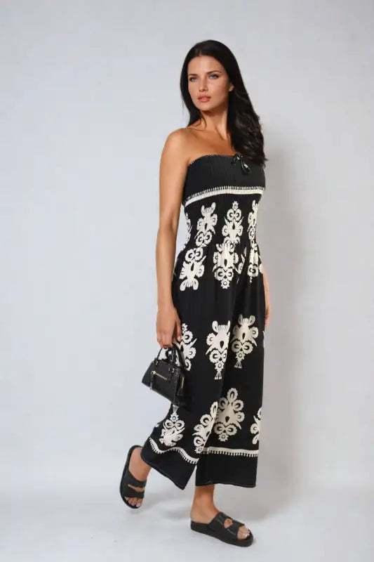 Printed Strapless Jumpsuit - Elite Urban