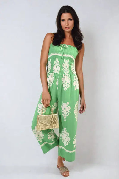 Printed Strapless Jumpsuit - Elite Urban