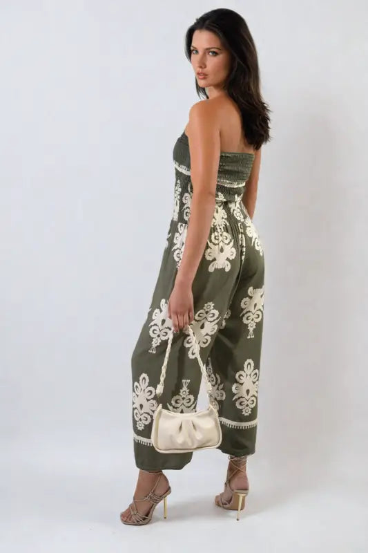 Printed Strapless Jumpsuit - Elite Urban