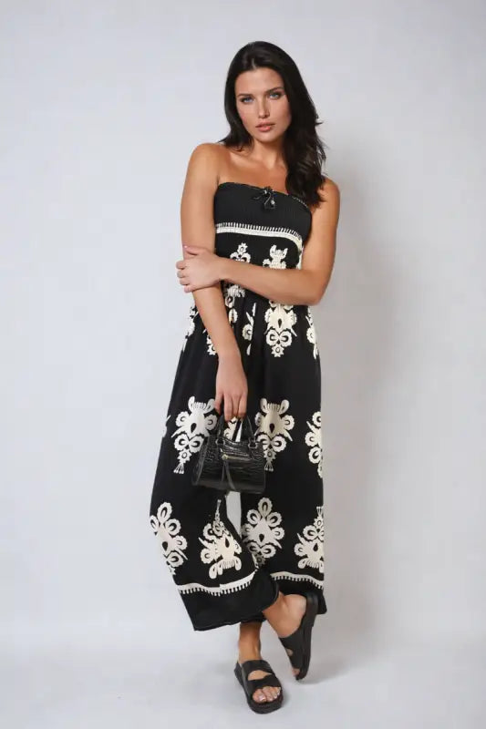 Printed Strapless Jumpsuit - Elite Urban