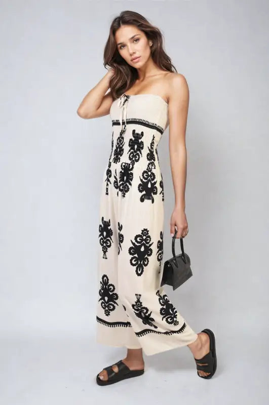 Printed Strapless Jumpsuit - Elite Urban