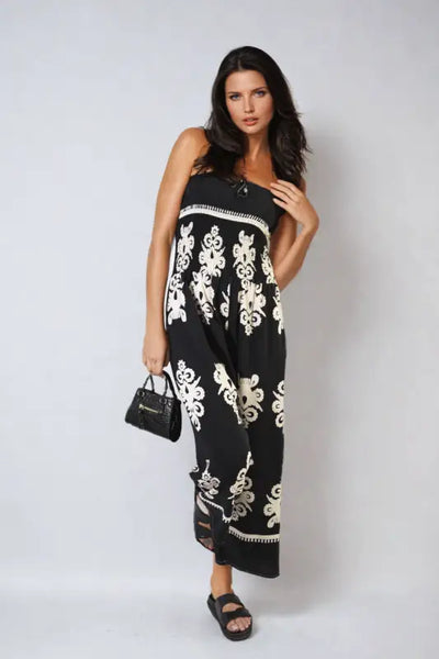 Printed Strapless Jumpsuit - Elite Urban