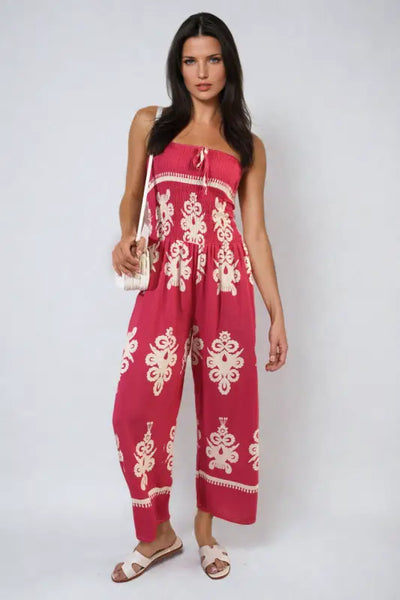 Printed Strapless Jumpsuit - Elite Urban