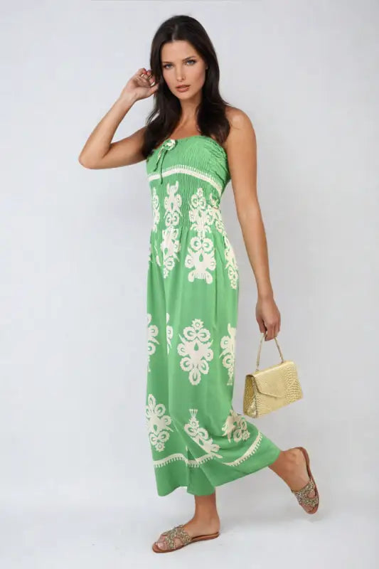 Printed Strapless Jumpsuit - Elite Urban