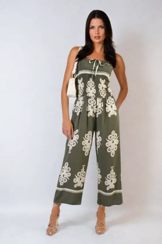 Printed Strapless Jumpsuit - Elite Urban