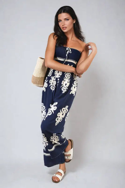 Printed Strapless Jumpsuit - Elite Urban