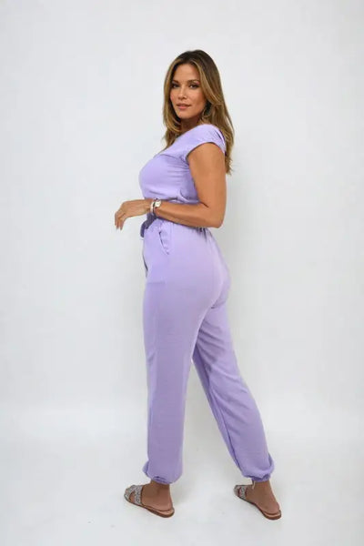 Short Sleeve Cinched Waist Jumpsuit - Elite Urban