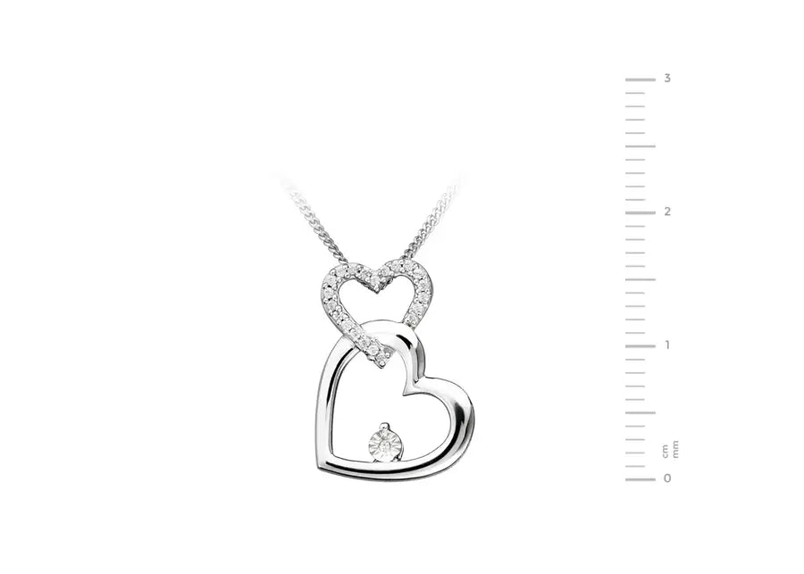 Sterling Silver Diamond Interlocking Hearts Pendant-2