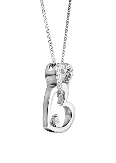 Sterling Silver Diamond Interlocking Hearts Pendant-1