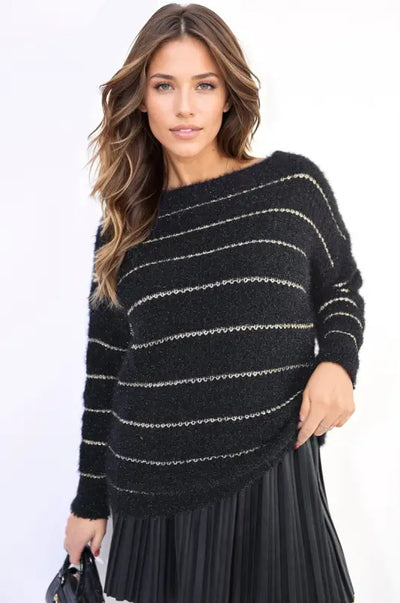 Striped Knitted Long Sleeve Jumper - Elite Urban