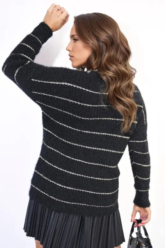 Striped Knitted Long Sleeve Jumper - Elite Urban