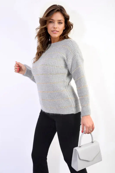 Striped Knitted Long Sleeve Jumper - Elite Urban