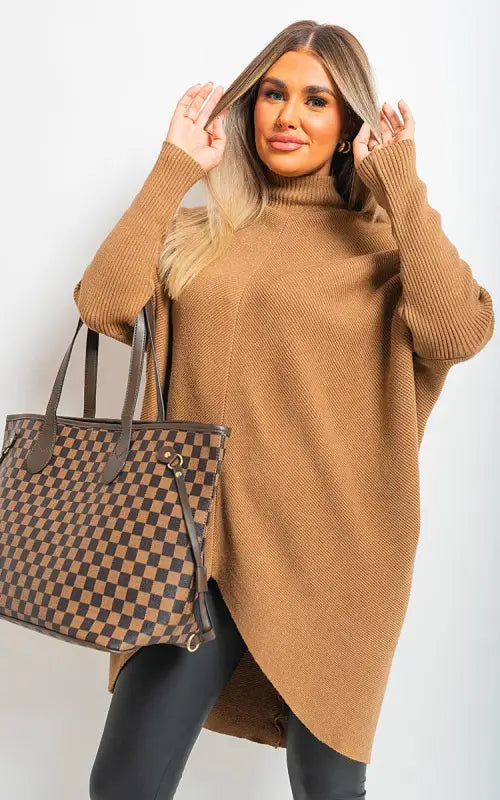 Turtle Neck Longline Knitted Jumper Elite Urban