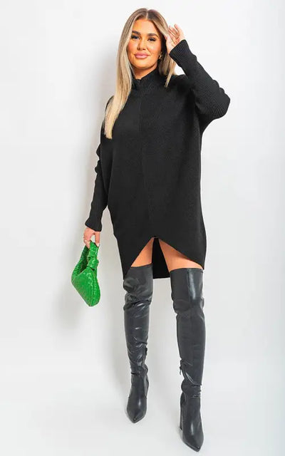 Turtle Neck Longline Knitted Jumper Elite Urban