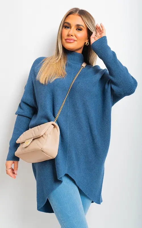 Turtle Neck Longline Knitted Jumper Elite Urban