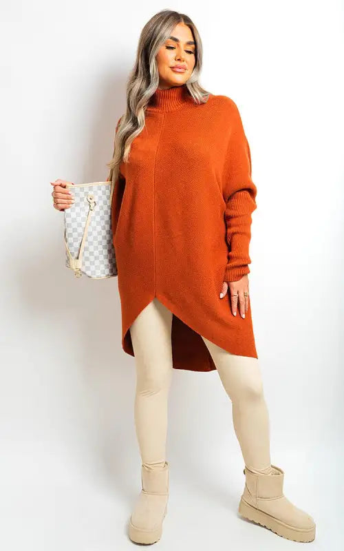 Turtle Neck Longline Knitted Jumper Elite Urban