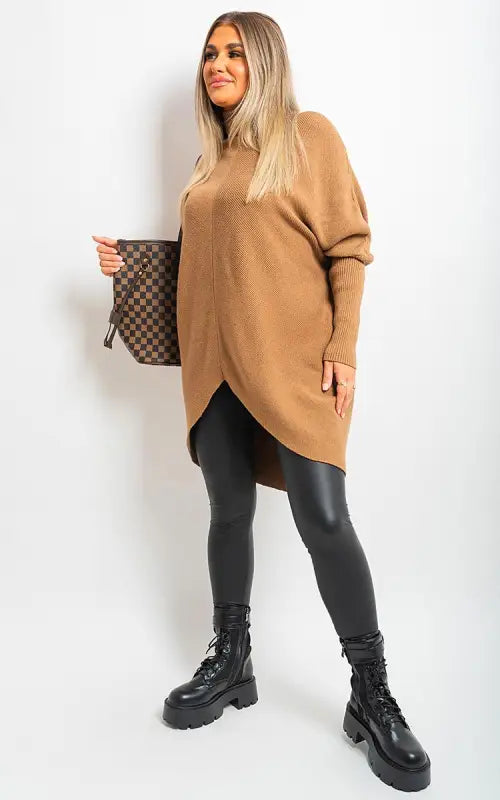 Turtle Neck Longline Knitted Jumper Elite Urban