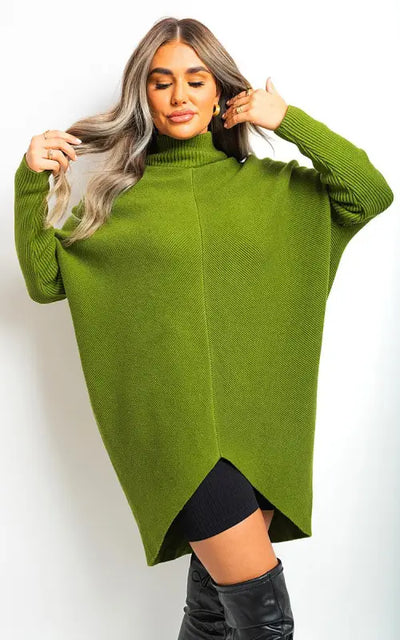 Turtle Neck Longline Knitted Jumper Elite Urban