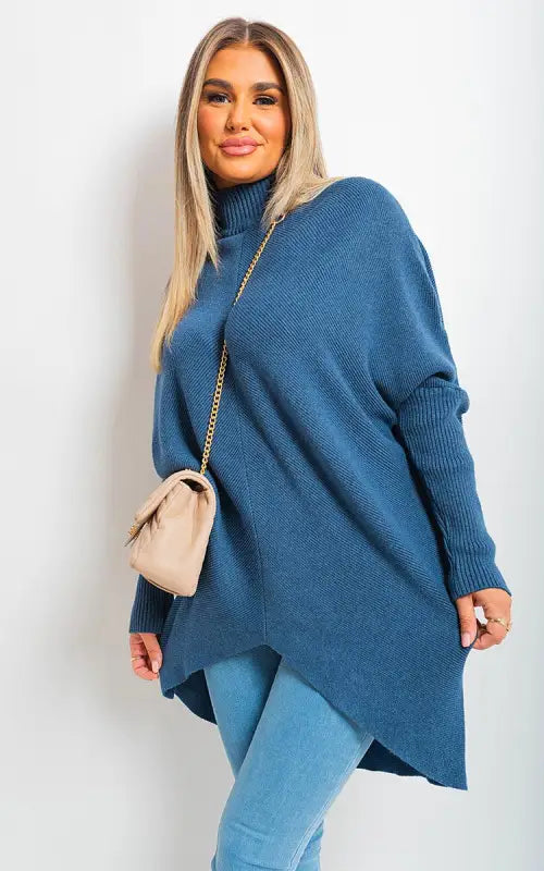 Turtle Neck Longline Knitted Jumper Elite Urban