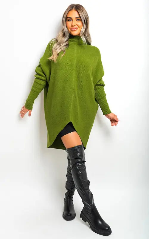 Turtle Neck Longline Knitted Jumper Elite Urban