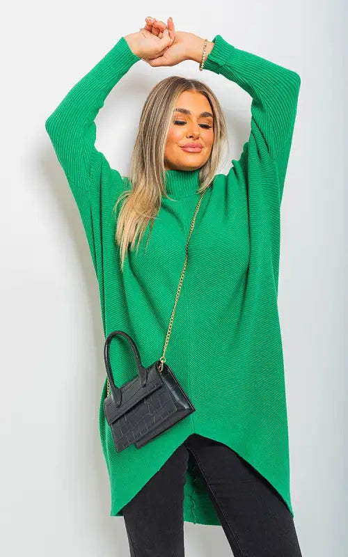 Turtle Neck Longline Knitted Jumper Elite Urban