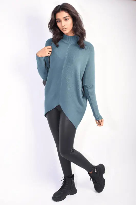 Turtle Neck Longline Knitted Jumper Elite Urban