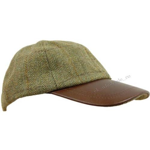 Tweed Leather Skip Hat by Ek Wholesale