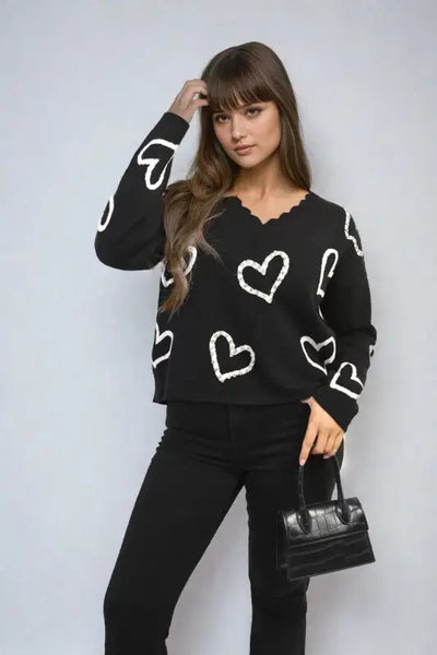 V-neck Stone Long Sleeve Knitted Jumper - Elite Urban