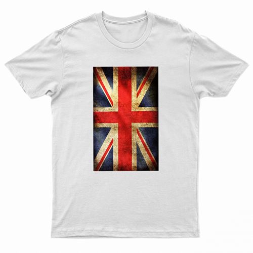 Adults Printed British Flag Union Jack Grunge T-Shirt by Ek Wholesale